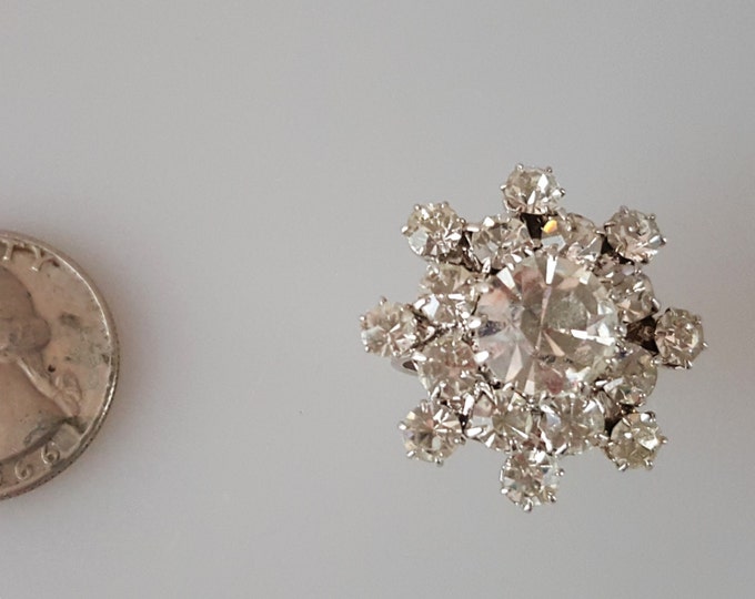 Large Brilliant Crystal Snowflake Ring Czechoslovakia