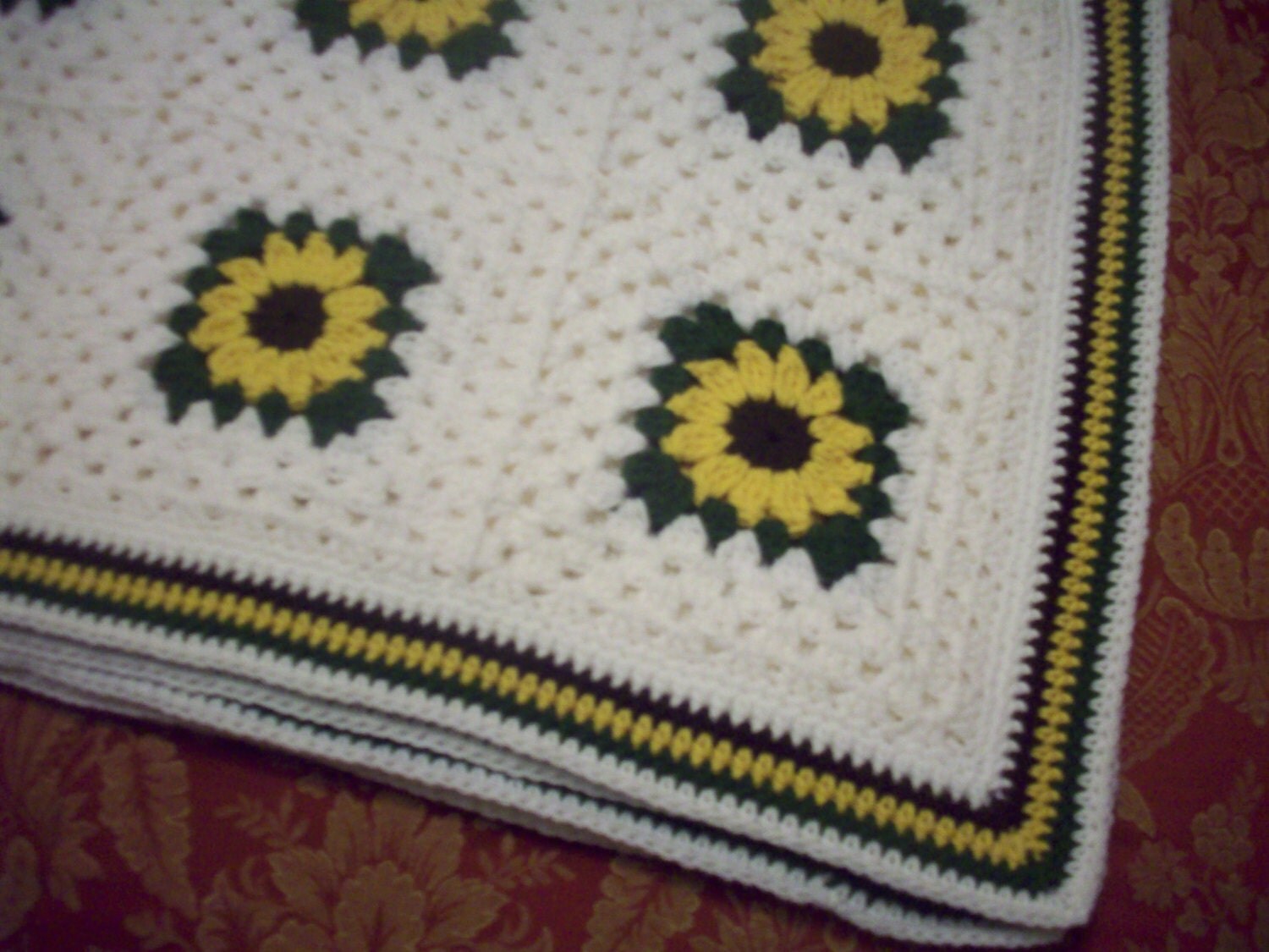 SUNFLOWER MEADOW Floral Flower Tapestry Afghan Throw ...
