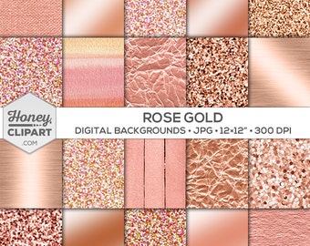 Rose gold digital paper: rose gold glitter, foil background images, printable rose gold download, metallic rose gold wallpaper, pink sparkle