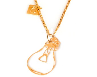 ON SALE, Tiny Light Bulb Necklace Gold Necklace Statement Necklace Light Bulb Pendant Delicate Necklace Layering Necklace Minimalist Jewelry