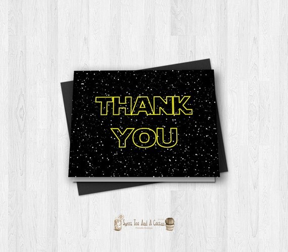Star Wars Thank You Card Printable Digital Download Scifi