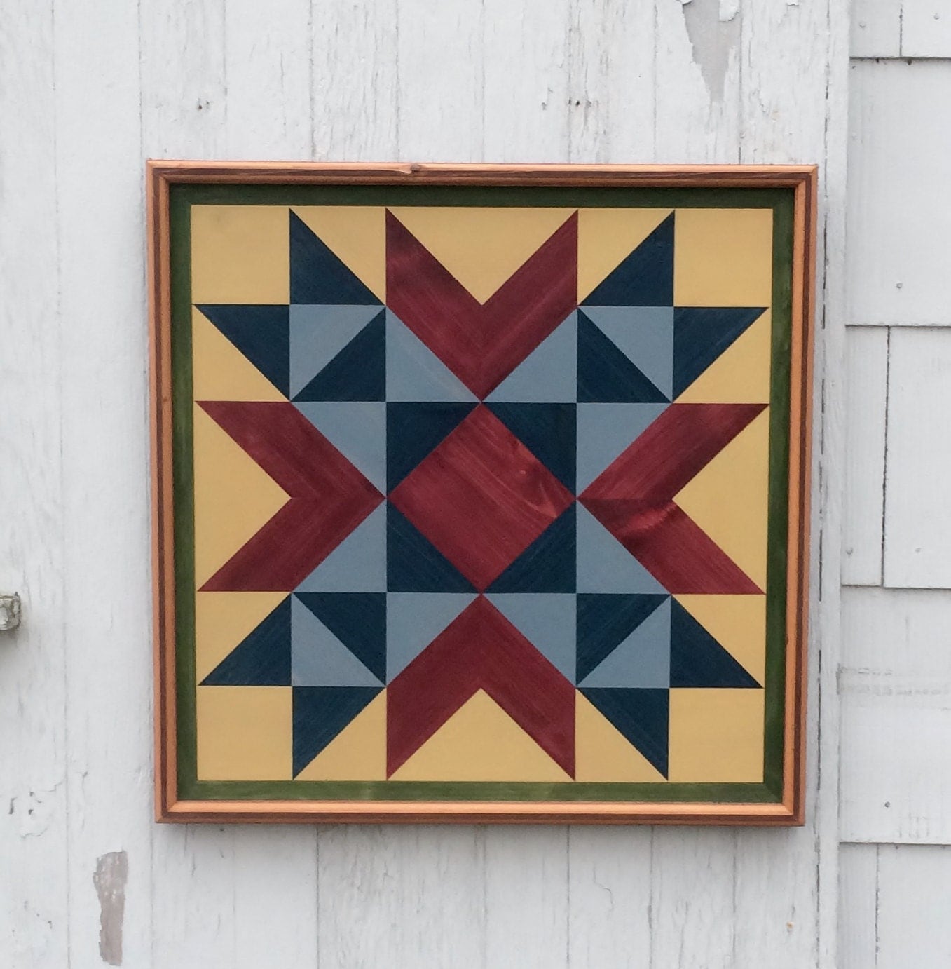 Handmade Barn Quilt Wood Mosaic Wall Hanging Country Rustic