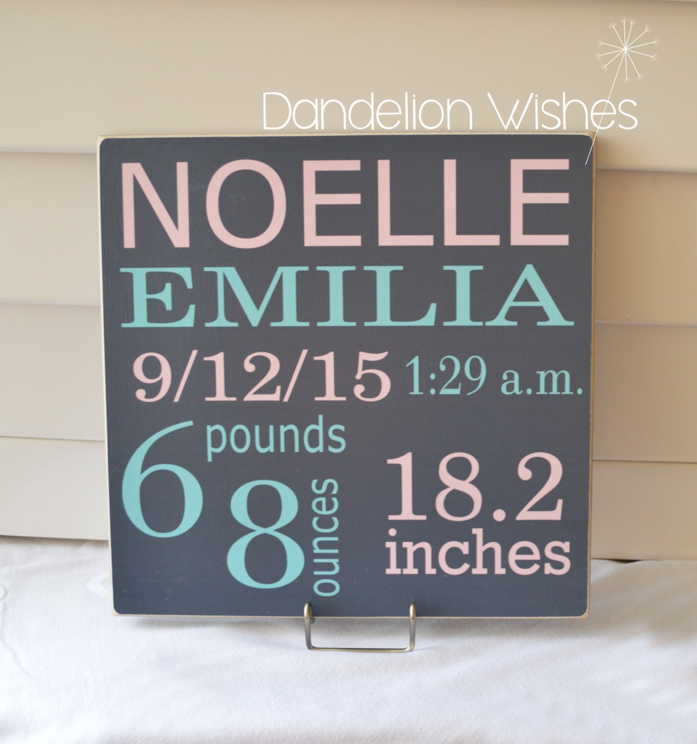 CLASSIC Design Baby Announcement Board 12x12 Baby Stats