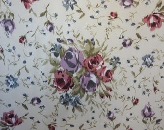 Vintage 80s Laura Ashley Silk Scarf Needlepoint Floral Design Muted Pinks and Blues on Ivory Silk Twill Traditional Classic Demure