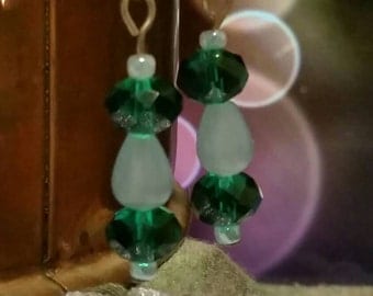 Petite Light Blue Teardrop and Swarovski Crystal Earrings