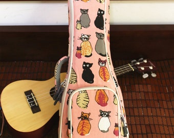 Ms Cat Soprano Ukulele Cases Soft Padded Ukulele Carry Bags Canvas Ukulele Gig Bags Gifts for Girls