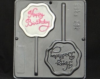 Happy Birthday Lollipop Chocolate Candy Mold 3306