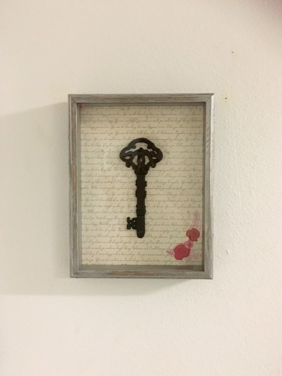 Items similar to Shadow box, Valentines Shadowbox, shadow box with key