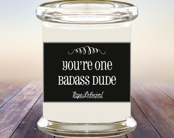 Badass Dude Soy Candle, gifts for men, mens gift, for men, men gifts, boyfriend gift, gift for boyfriend, husband gift, gift for husband (1)