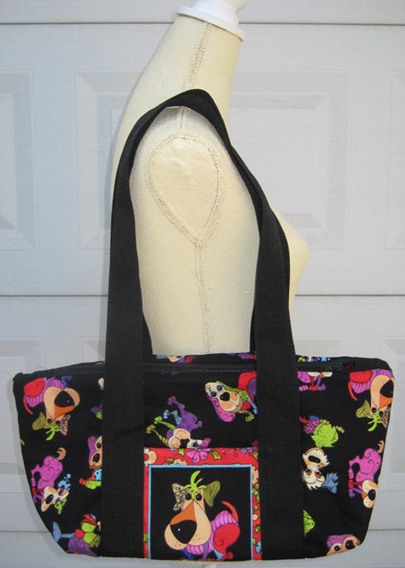 Dog print duffle bag by LeslieDianeDesigns on Etsy