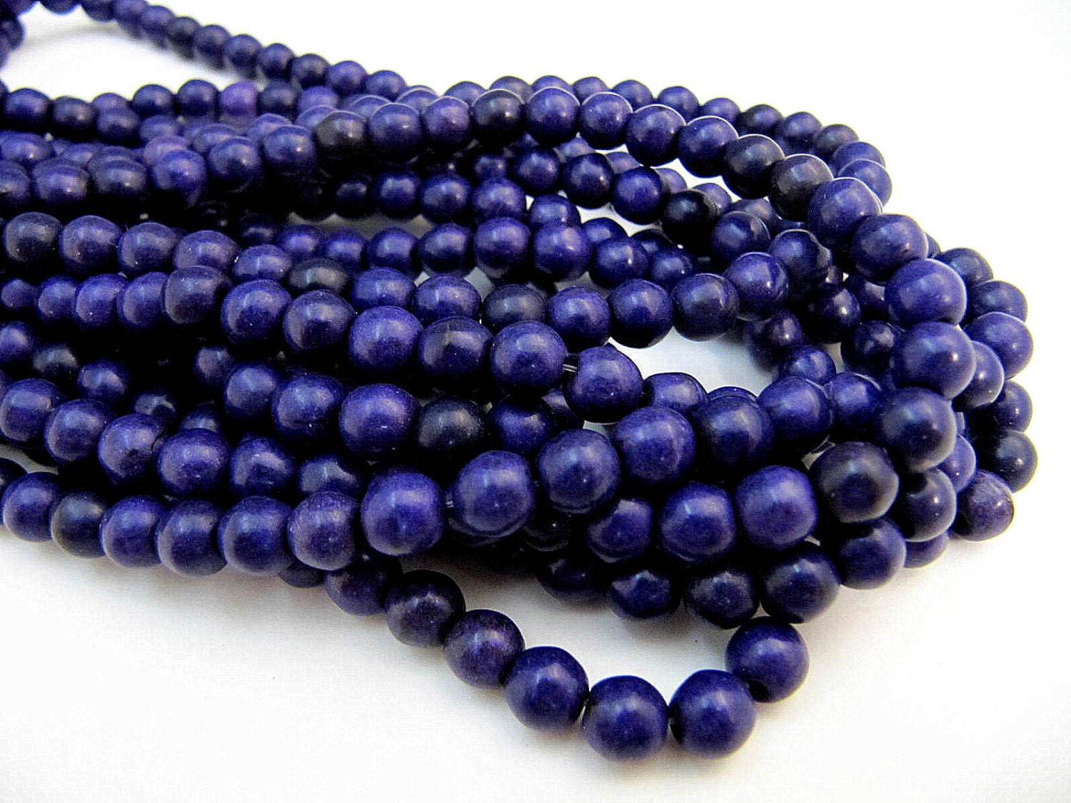 Turquoise Bead Strand, Synthetic, Dark Purple, Dyed, Round, 4 mm, 100 ...