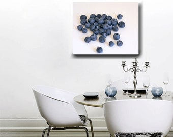 Kitchen canvas art, modern dining room decor, fruit wall art, blueberries canvas print, large wall art, food canvas, cafe decor, foodie art