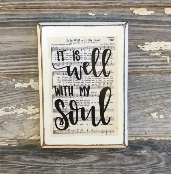It is Well with my Soul Hymn Board hand lettered wood sign