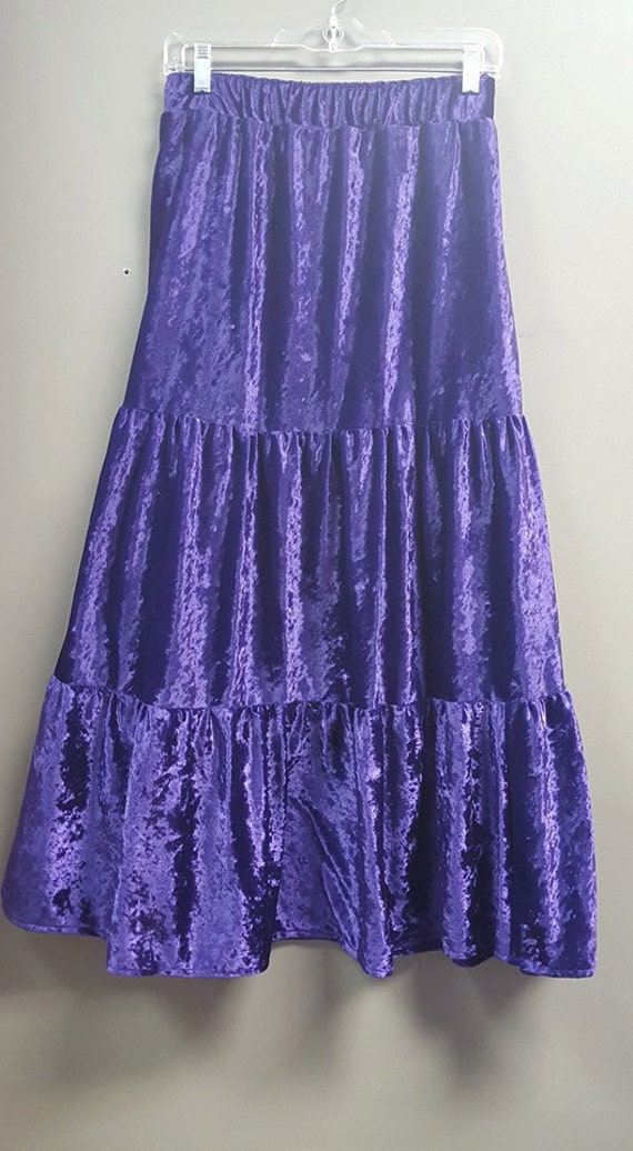 Purple Pane Velvet 3 Tiered Skirt