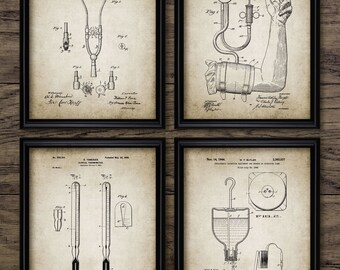 Doctor Patent Print Set Of 4 - Medical Practice - Medical Equipment Design - Doctor Wall Art - Set Of Four Prints #625 -INSTANT DOWNLOAD