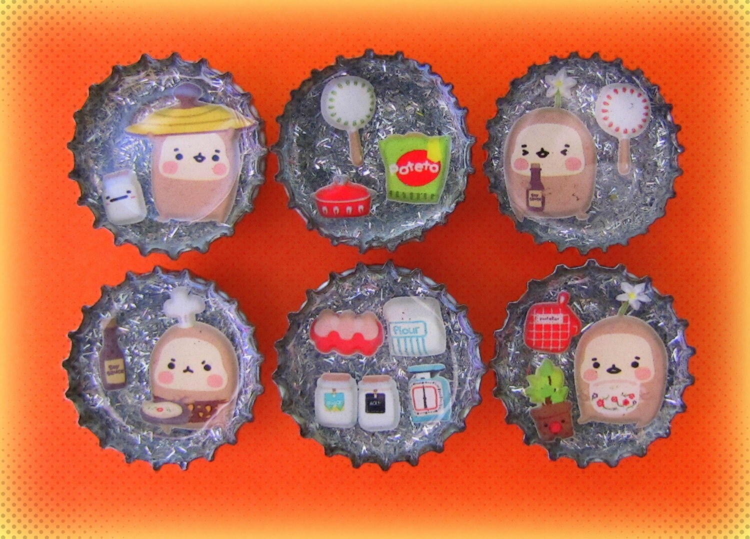 Upcycled Resin Bottle Cap Sprout Family Cooking Blue