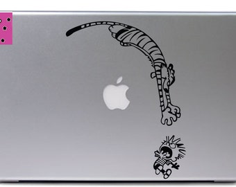 Calvin and Hobbes scared vinyl decal