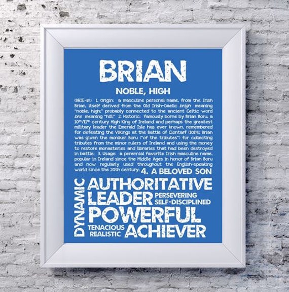 BRIAN Personalized Name Print / Typography Print / Detailed