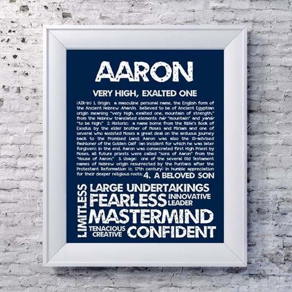 Items similar to AARON Personalized Name Print / Typography Print ...