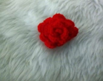 Red Rose Crocheted Brooch