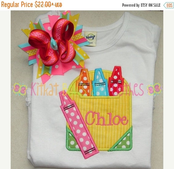 ON SALE Crayon Box Applique Shirt and by kitkatbowsandclothes