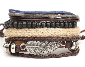 Womens Leather Bracelets, Mens Leather Bracelets, Bracelets For Women, Mens Bracelets, Birthday Gift, 4P-2