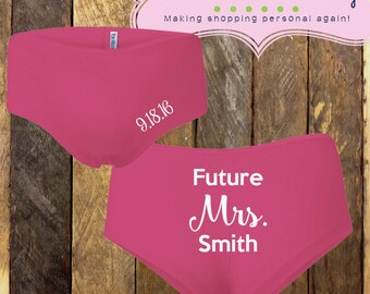Bride Underwear, future mrs. boy shorts, bridal underwear, bachelorette underwear, bride undies, bridal shower gift, engagment gift