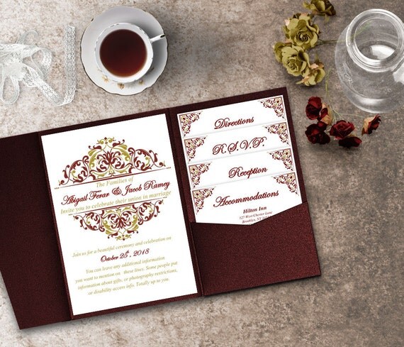 Maroon And Gold Wedding Invitations 6