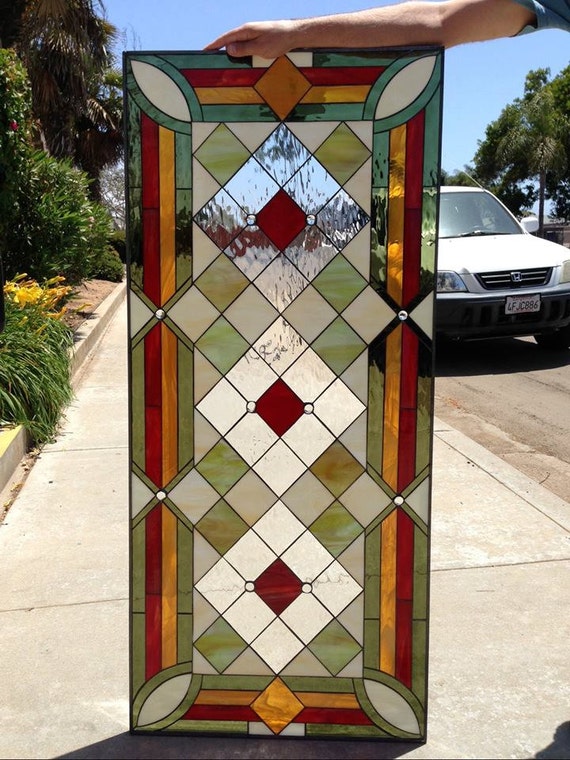 Magnificent Geometric Stained Glass Diamond by ArtGlassWindows