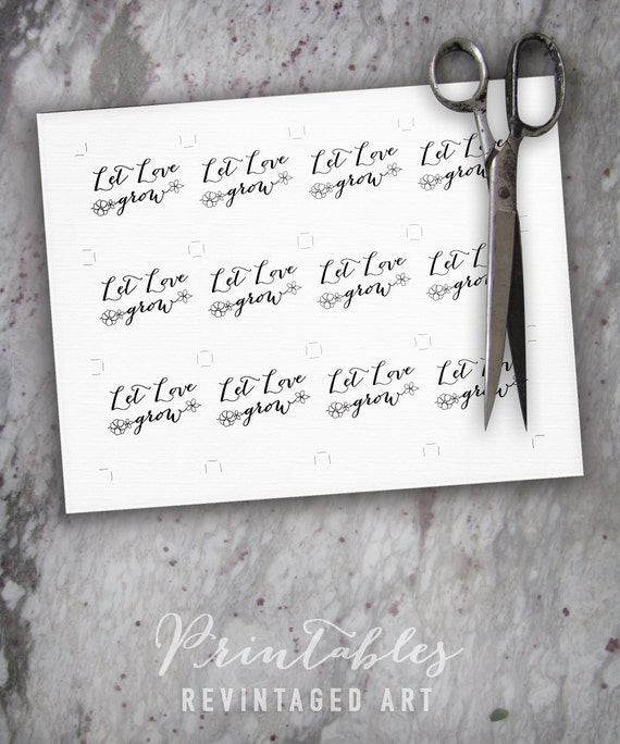 grow let love calligraphy Let Wedding // & Grow Love Tag Editable Printable Tags