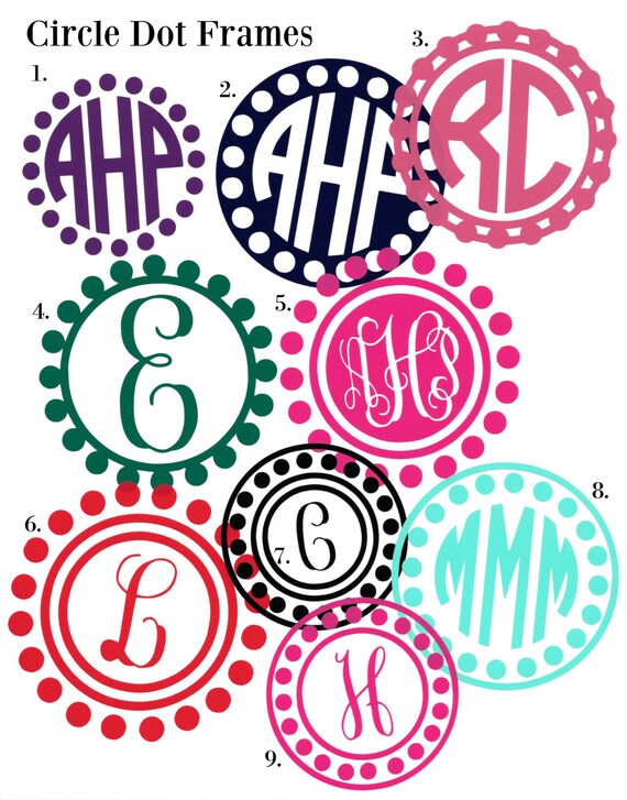 Monogram/Initials in Circle Dot Frame by ArtwithAlexis on Etsy