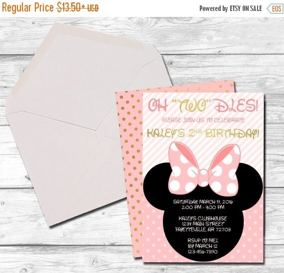 25% OFF SALE Minnie Mouse Invitation Minnie by ThePaperTrailCo