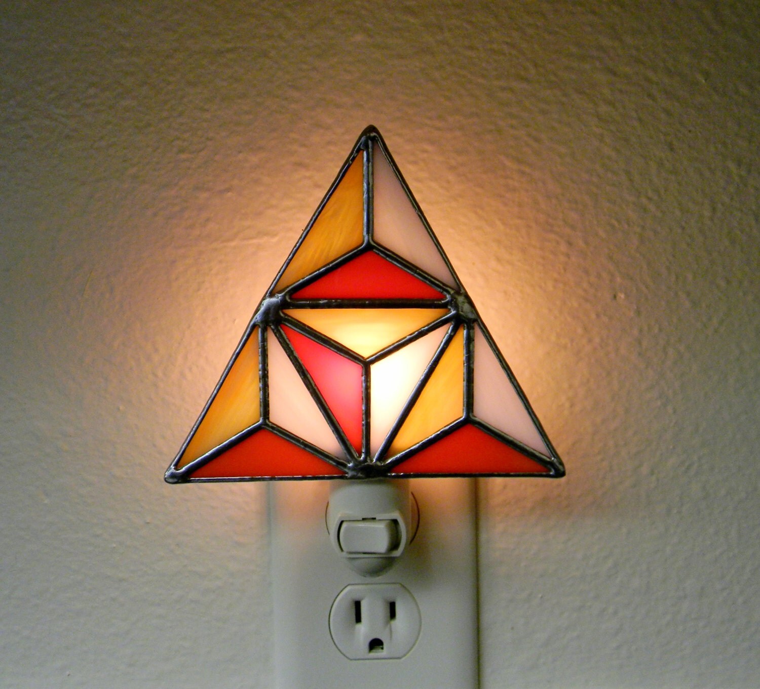 Geometric Stained Glass Nightlight in Orange Yellow and