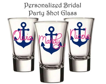 1 Shot Glass, Bridal Party Shot Glasses,Bridesmaid Shot Glass,Personalized Gift,Custom Shot Glass,Monogrammed,Bride Glass,Christmas Gift,