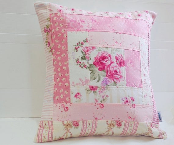 SALE Patchwork Pillow Cover Shabby Chic Pillow Cover