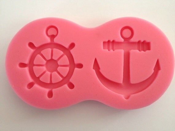 2 pcs anchor sailboat wheel Soft Silicone Mold Fondant Mat ...