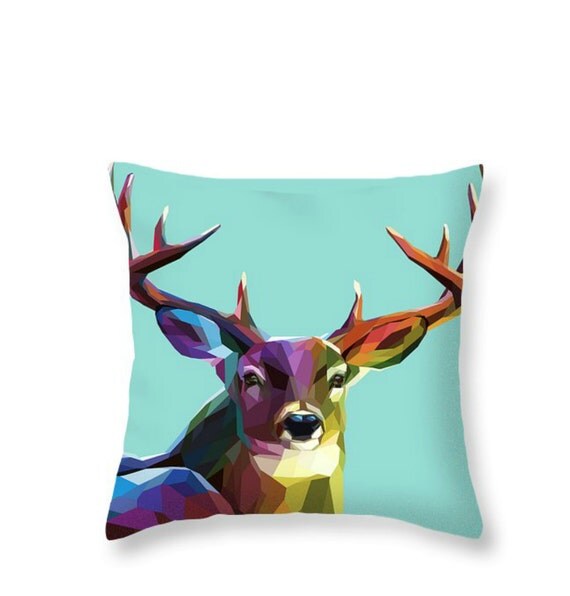 Deer Throw Pillow Hipster Majestic Buck
