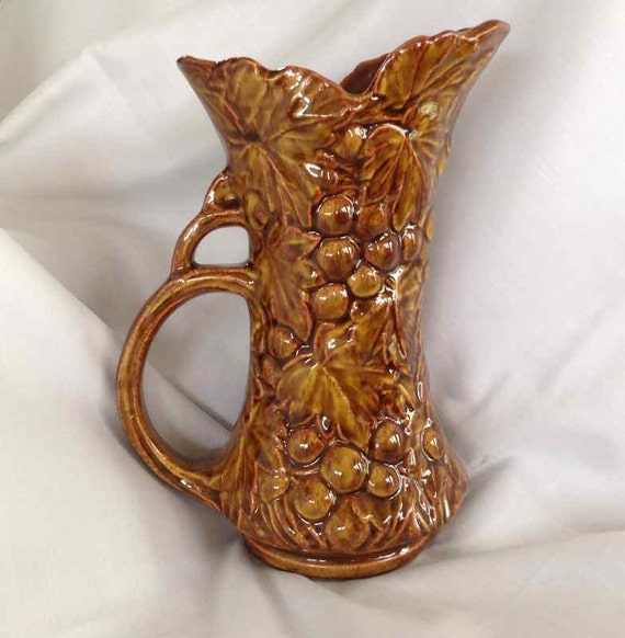 Vintage McCoy Pottery Grape Pattern Pitcher Made in USA