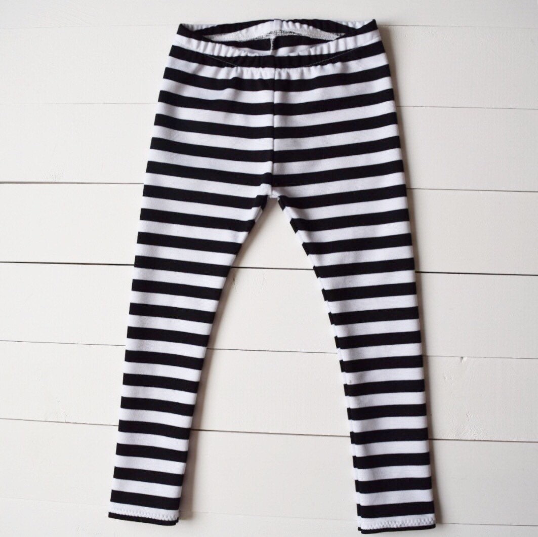 Black And White Stripe Baby Girl Leggings Thick/Warm Stripe