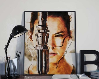 Rey Star Wars Art Print Poster - Episode VII The Force Awakens PRINTABLE 8x10 inches - Ideal Last Minute Gift