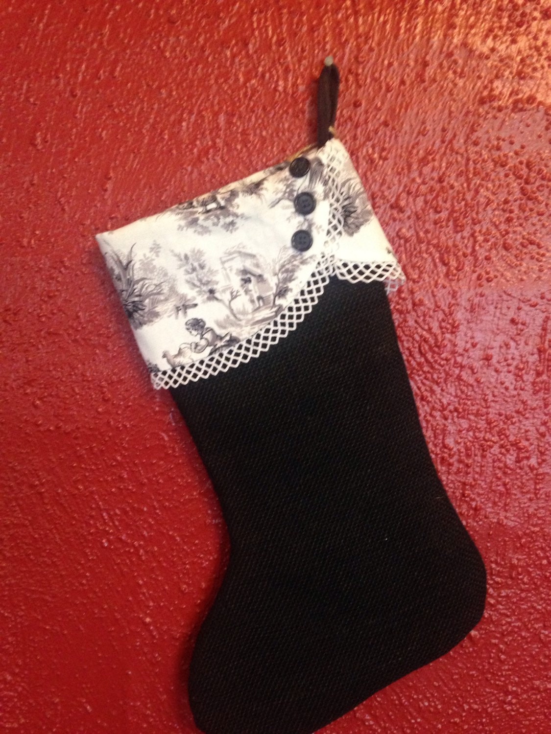 Black and white Christmas stocking