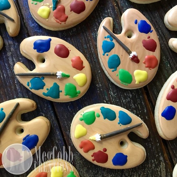 12 Artist's Palette Sugar Cookies Paint Palette Art