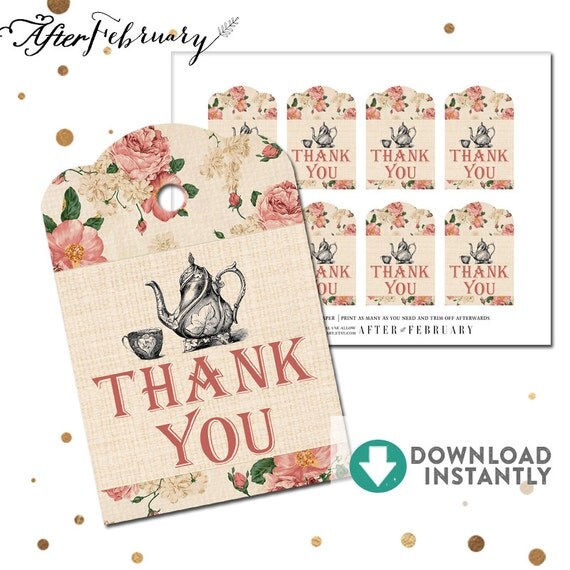 Printable Tea Bag Tag // Thank You Tag // Favor Tag // Gift