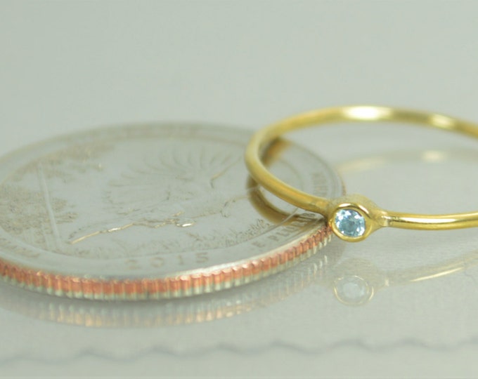 Tiny Aquamarine Ring, Solid 14k Gold Aquamarine Stacking Ring, Solid Gold Aquamarine Ring, Mothers Ring, March Birthstone, Aquamarine Ring