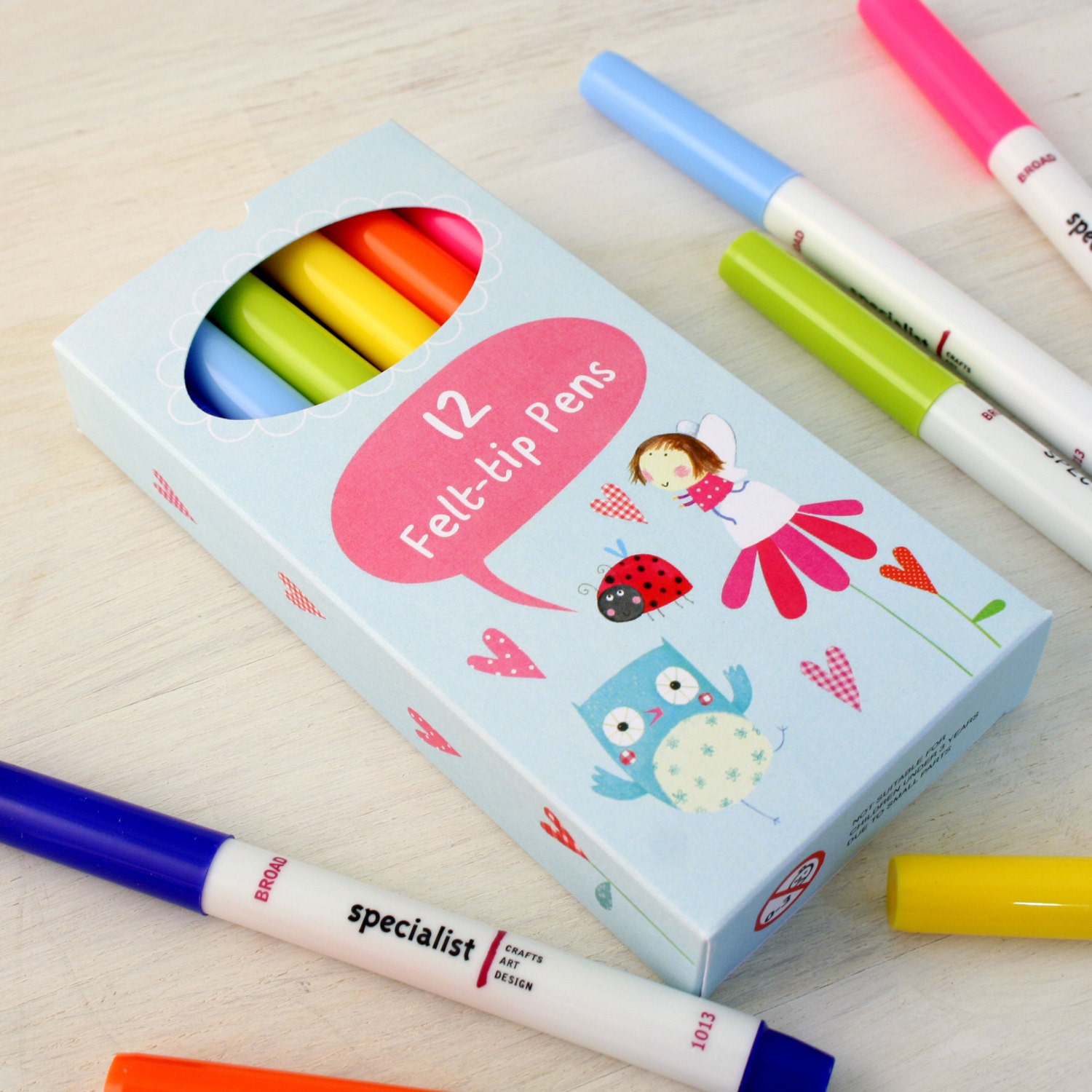 Box of 12 Felt Tip Pens for Children from MadeByEllis on Etsy Studio