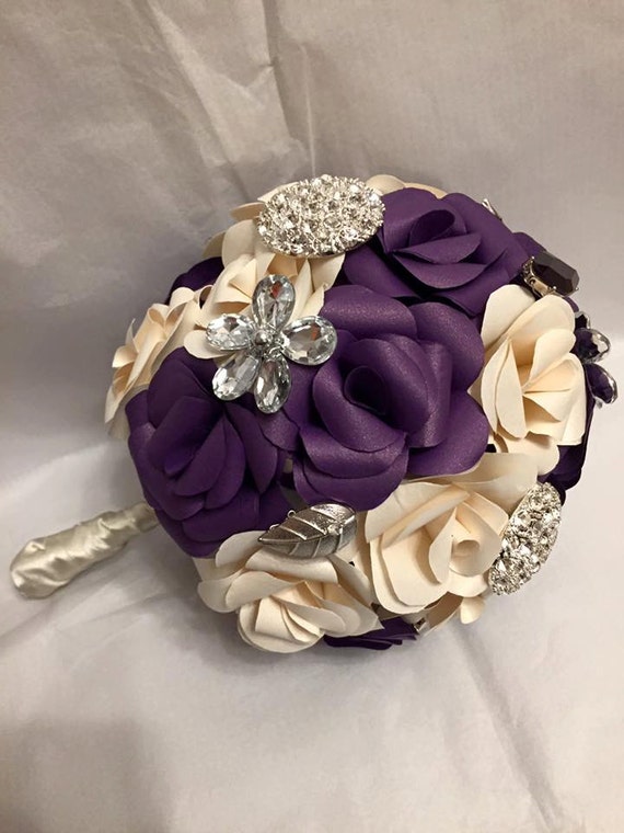 Brooch paper rose bridal bouquet paper flower by DianaSianCrafts