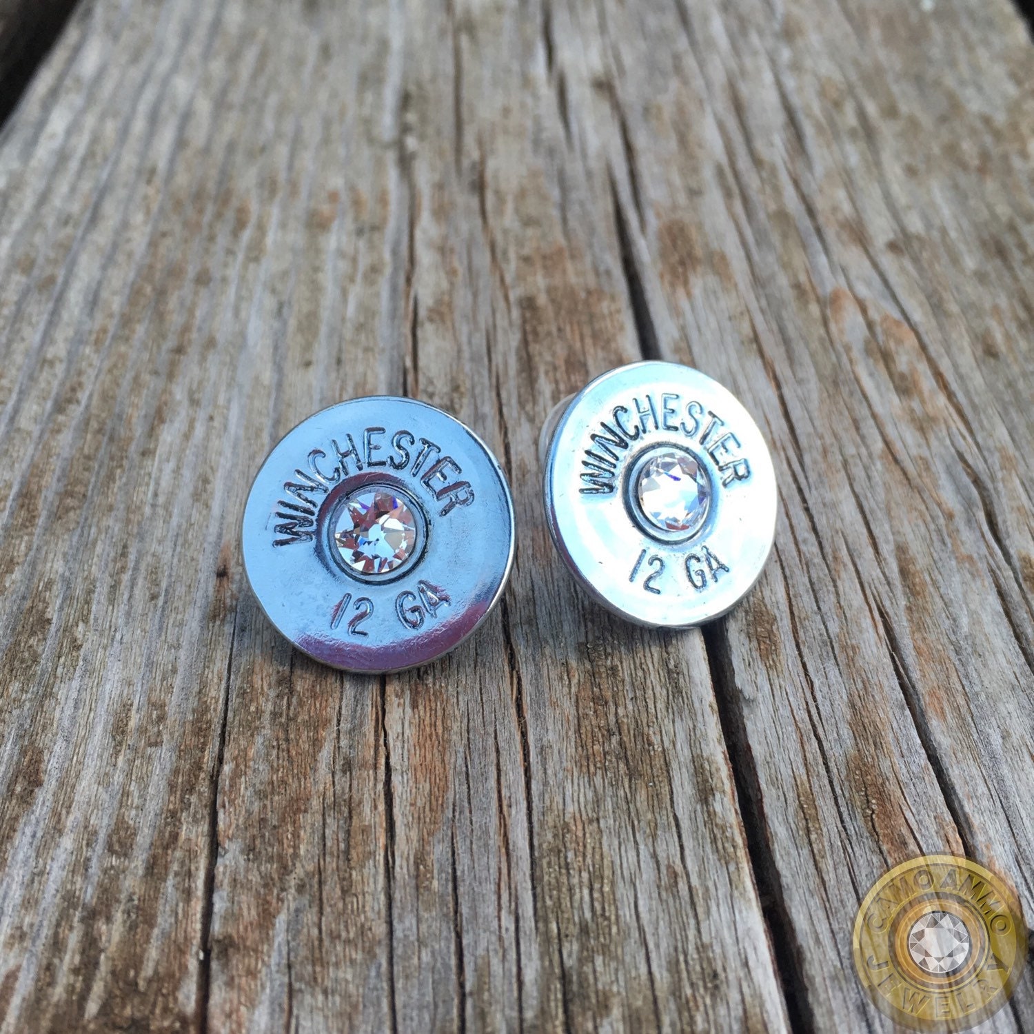 12 Gauge Brass or Nickel Shotgun Shell Stud Earrings