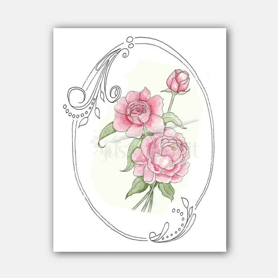 Peony Coloring Page Instant Download Peonies Flower Coloring