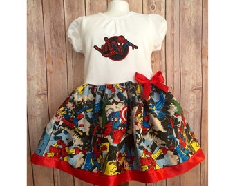 Super Hero Dress, Girl's Superhero Dress, Casual Comic Dress, Children's Super Hero Dress