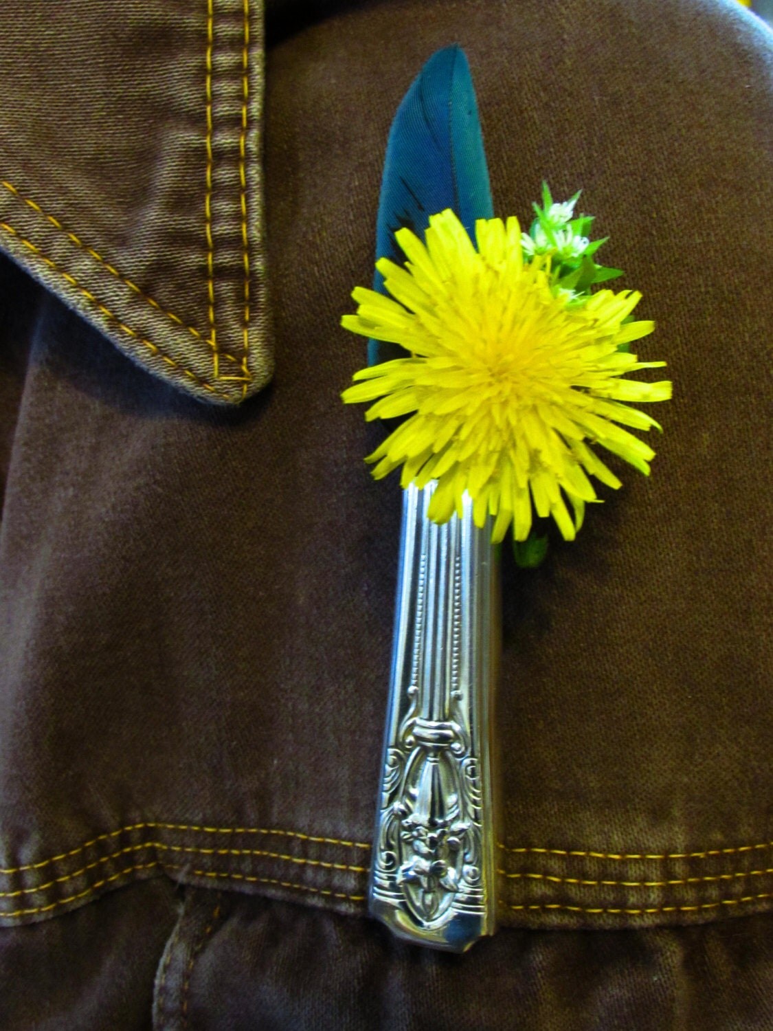 Lapel vase. Lapel pin created from a vintage 'Harmony